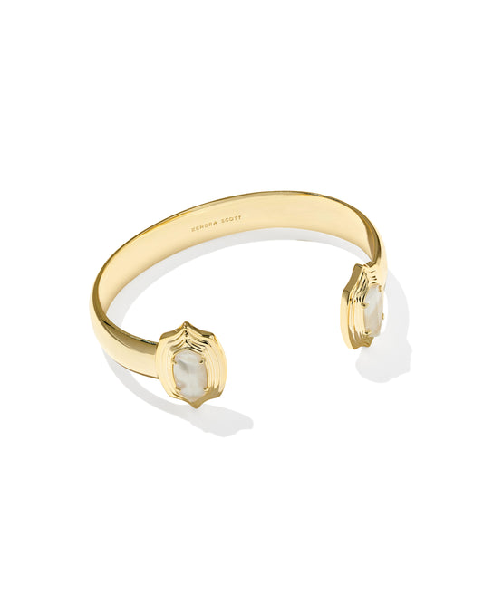 Kendra Scott ELTON STEPPED FRAME CUFF BRACELET GOLD IVORY MOTHER OF PEARL