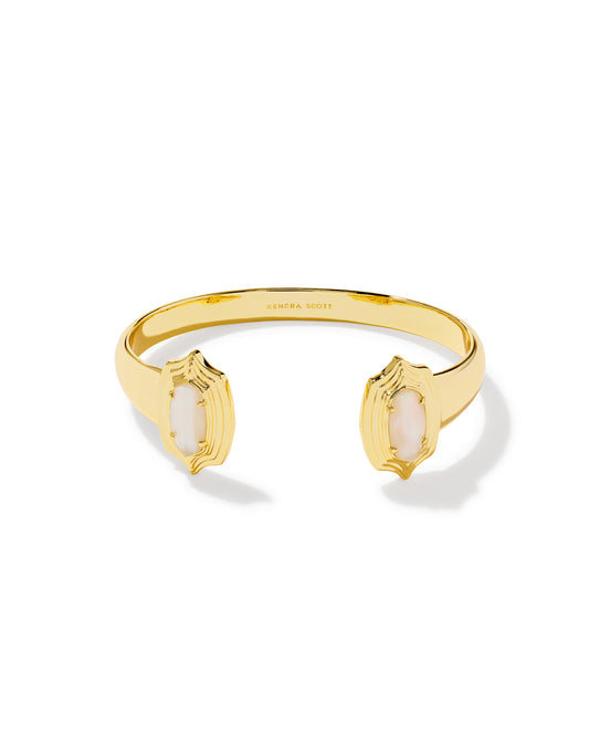 Kendra Scott ELTON STEPPED FRAME CUFF BRACELET GOLD IVORY MOTHER OF PEARL