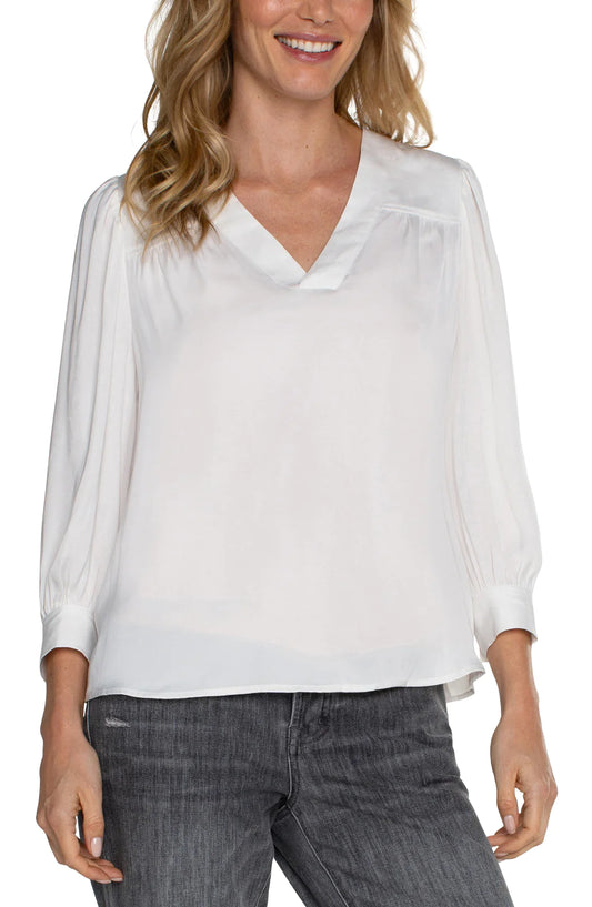 Liverpool V-NECK POPOVER WOVEN BLOUSE