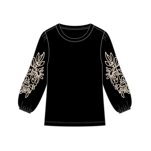 TRIBAL3/4 SLV TOP W/SOUTACHE Detail