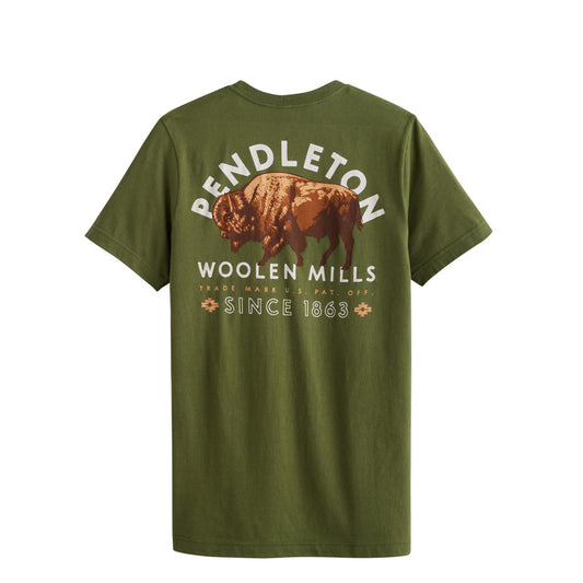 Pendleton Bison Graphic Tee in Military Green