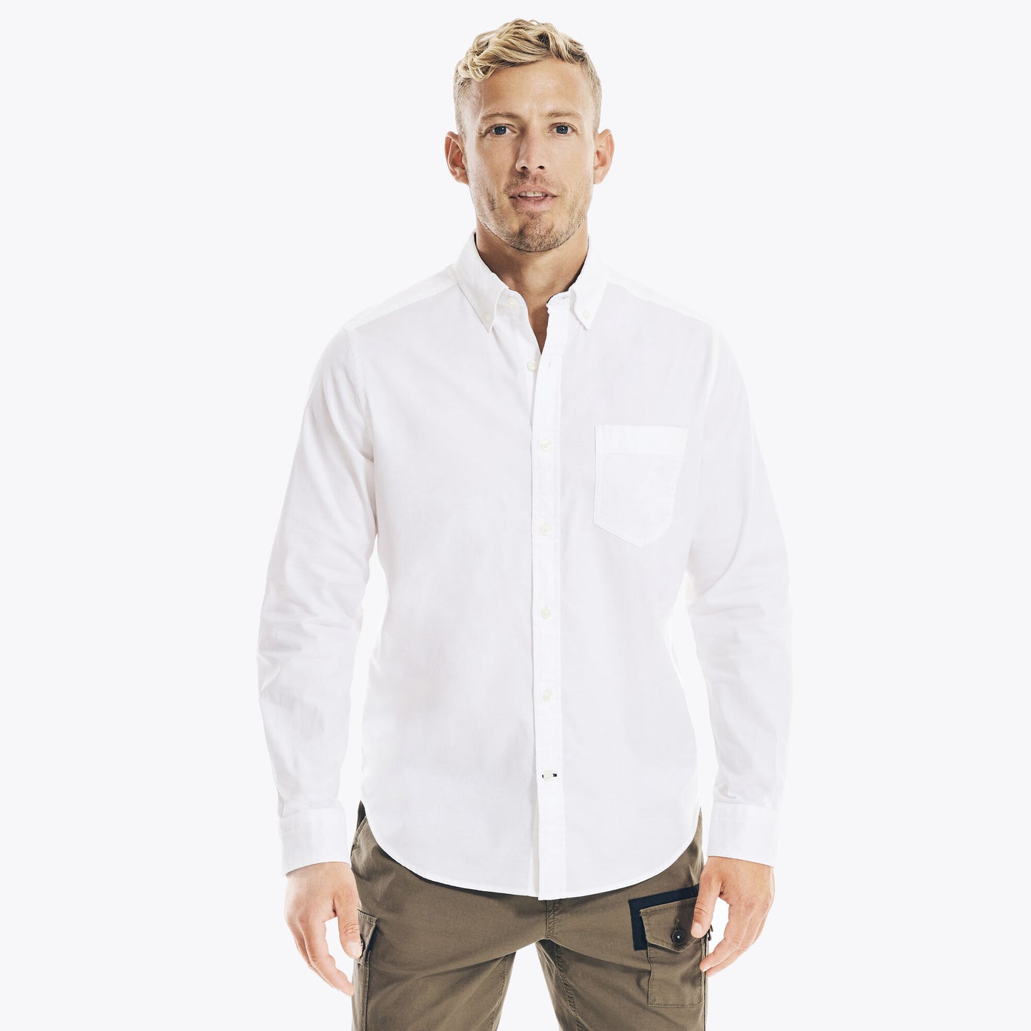 Nautica Poplin White Button Up