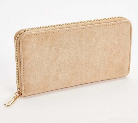 Zip Around Faux Suede Wallet
