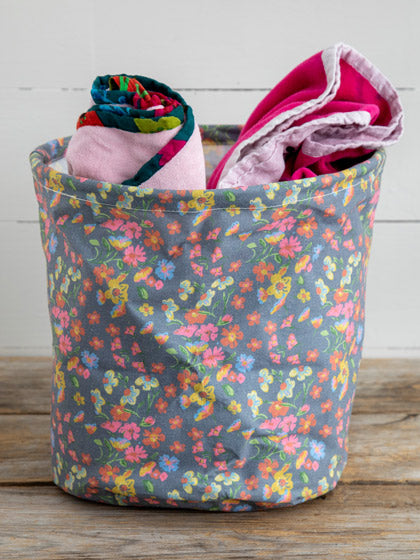 Storage/Waste Bin Grey Flung Floral