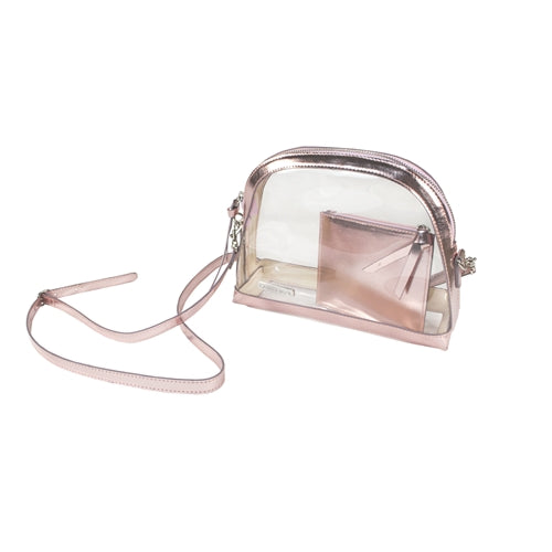 Half Moon Crossbody - Clear PVC with Rose Gold Accents