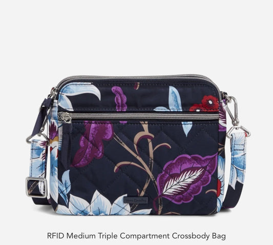 Vera Bradley- RFID Medium Triple Compartment Crossbody Bag