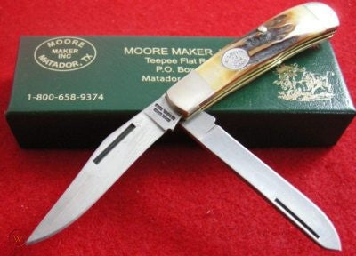 MOORE MAKER STAG TRAPPER FOLDING KNIFE