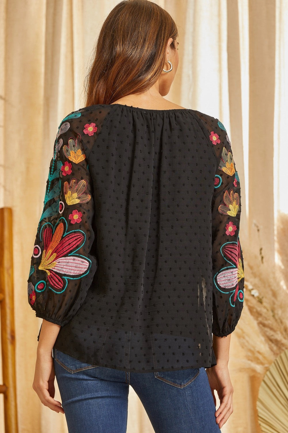 Heart Throb Embroidered Sleeve Top Regular and Plus